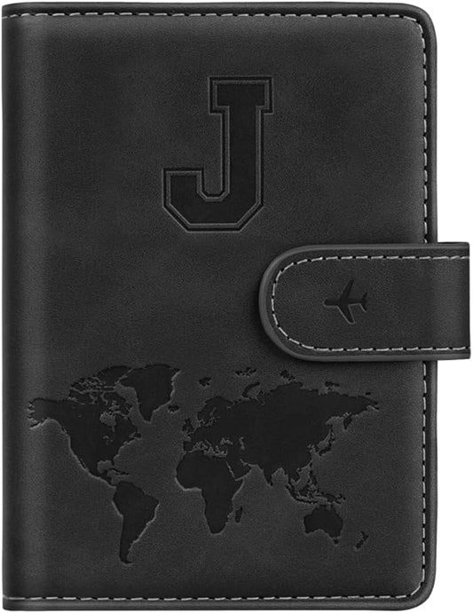 Passport Holder Wallet Cover Personalized Letter A-Z Travel Wallet RFID Blocking Passport Cover Wallet Case for Travel Pas...