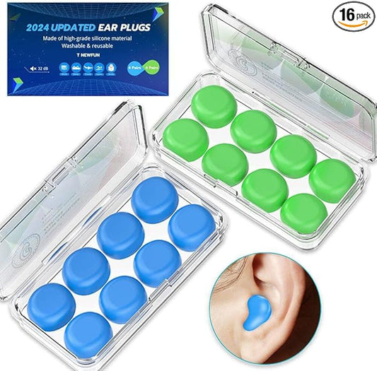 Silicone Ear Plugs for Sleeping Swimming,Reusable Moldable Noise Cancelling Earplugs for Shooting Range, Swimmers, Snorin...