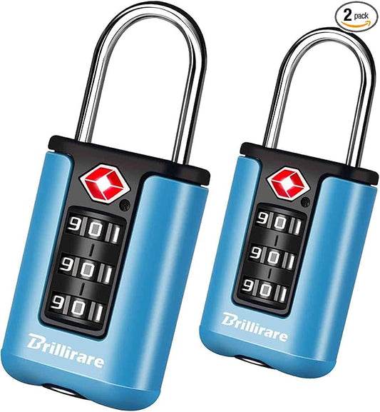 BRILLIRARE 2 Pack TSA Approved Luggage Locks, Combination Travel Padlock, 3-Digit Waterproof Lock, TSA Accepted Outdoor Ke...
