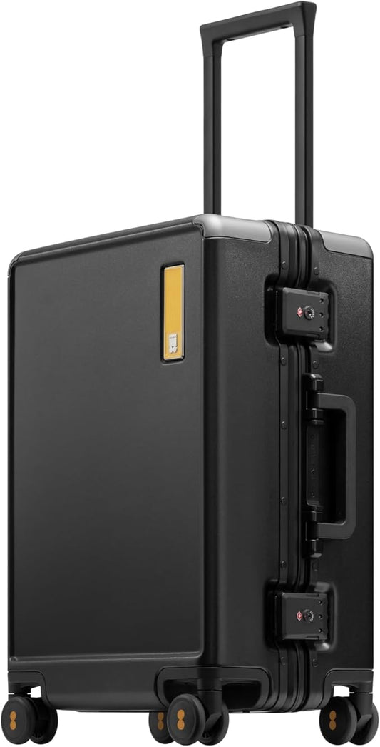 LEVEL8 Zipperless Carry On Suitcase Airline Approved with Aluminum Frame, Hard Shell Luggage with Spinner Wheels, Metal Tr...
