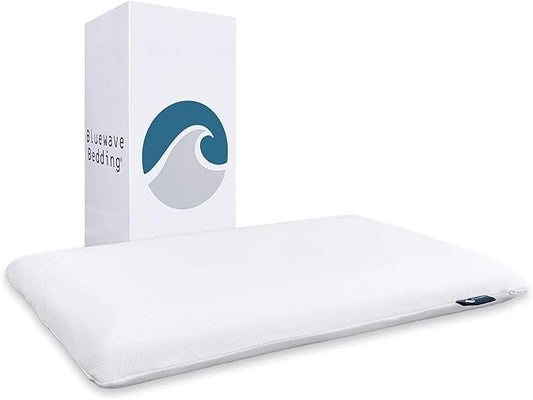 Bluewave Bedding Ultra Slim Gel Memory Foam Pillow for Stomach and Back Sleepers - Thin, Flat Design for Cervical Neck Ali...