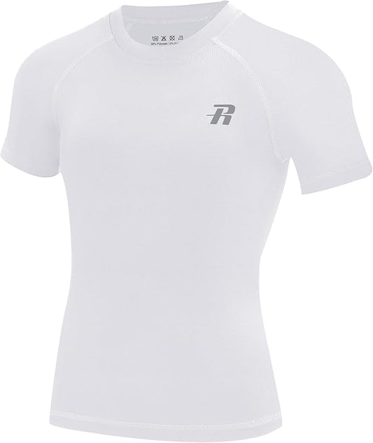 Runhit Boys Compression Shirt Short Sleeve Youth Basketball Undershirt Kids Quick Dry Athletic Base Layer T-Shirt
