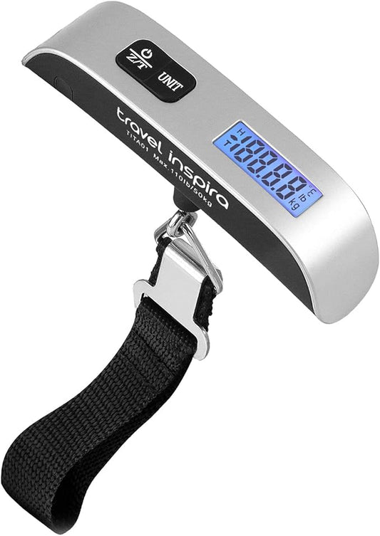 travel inspira Luggage Scale, Portable Digital Hanging Baggage Scale for Travel, Suitcase Weight Scale with Rubber Paint, ...