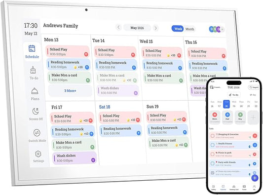QUNUB 10.1 Inch Digital Calendar & Chore Chart – Interactive Touchscreen Wall Planner, Smart Family Organizer for Family S...