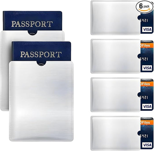 RFID Blocking Sleeve Anti Theft 4 Credit Card & 2 Passport Holder Wallet Pocket