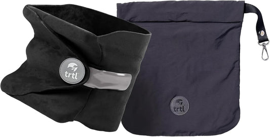 Scientifically Proven, Super Soft Neck Support Travel Pillow for Sleeping - Lightweight and Machine Washable - Ergonomic Design for Traveling on Airplanes, Cars, and Trains - Black