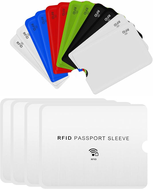 CM unisex-adult RFID Blocking Passport Sleeve Credit Card Cover for Identity Theft Prevention, 12 Pcs Card Sleeve and 4 Pc...
