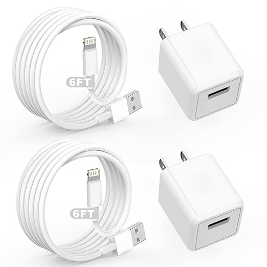 iPhone Charger,Cube iPhone Charger Travel 2Pack 6FT Lightning Cable Cord Quick Fast Charging Cord USB Wall Chargers Travel...