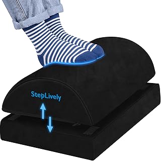 StepLively Foot Rest for Under Desk at Work, Comfortable Foot Stool with 2 Adjustable Heights, Footrest with Washable Cove...