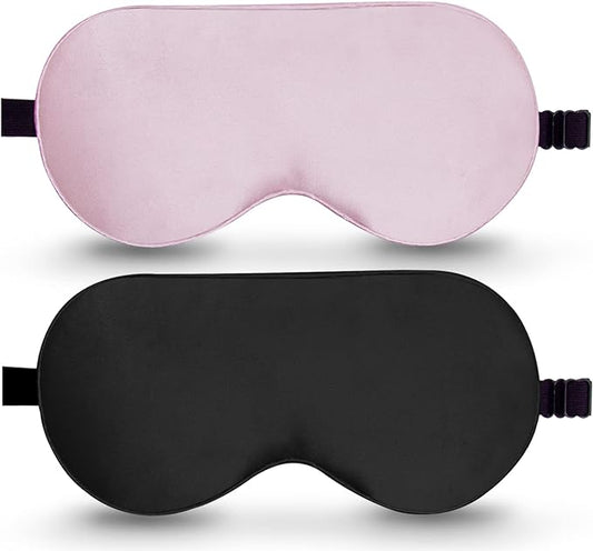BeeVines 100% Real Mulberry Silk 2 Pack Sleep Mask, Natural Pure Silk Eye Masks with Adjustable Strap for Sleeping, 100% B...