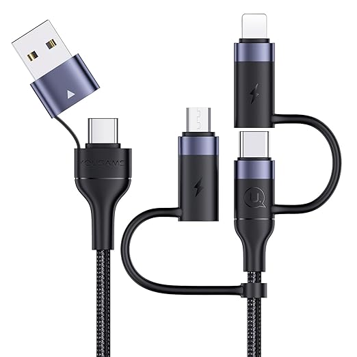 YOUSAMS PD 60W USB C Multi Fast Charging Cable Nylon Braided Cord 5-in-1 3A USB/C to Type C/Micro/Phone Fast Sync Charger ...