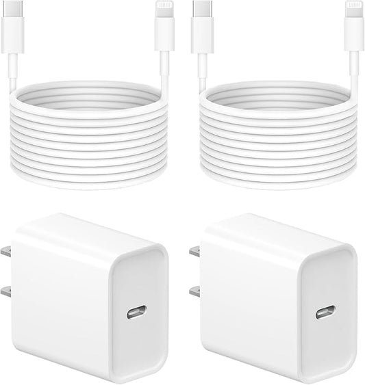 10 Ft iPhone Fast Charger, 2-Pack 20W Super Fast Charger with Long Fast Charging Cable for iPhone 14/13/12/11 Pro Max,14 P...