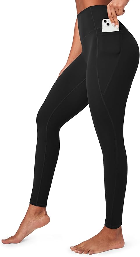 Ewedoos Compression Leggings with Pockets for Women Tummy Control Leggings No Front Seam Workout High Waisted Yoga Pants Gym