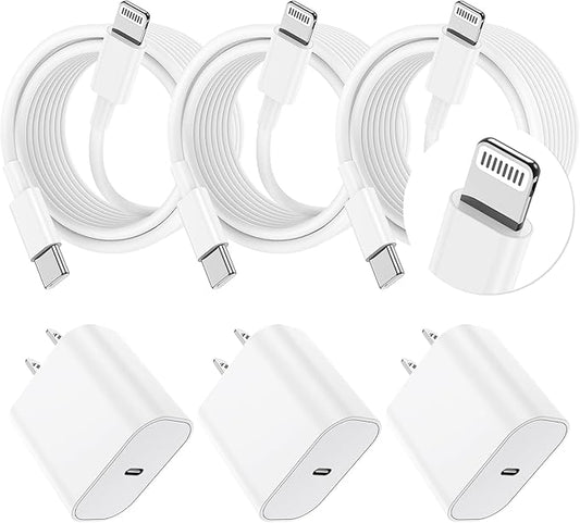 Essri Phone Charger Fast Charging 10 FT, 3-Pack 20W PD USB C Block with iPhone 14 13 Charger Cable 10 Foot, Compatible wit...