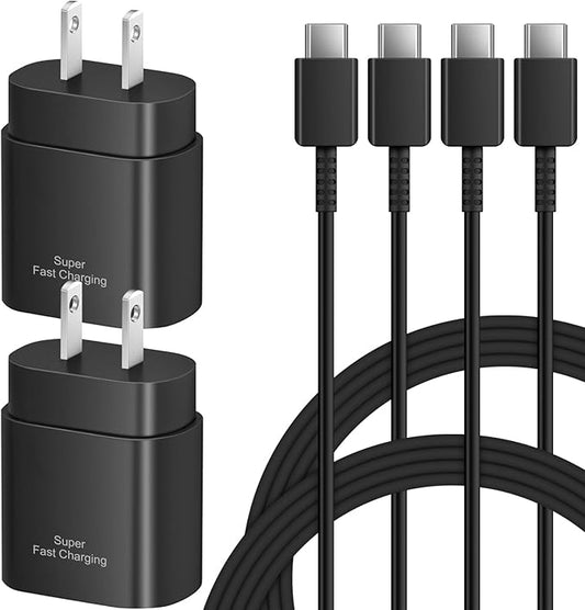 Type C Charger Fast Charging for Samsung - 25W USB C Charger Block, Android Phone Wall Charging with 6Ft Type C to C Cable...