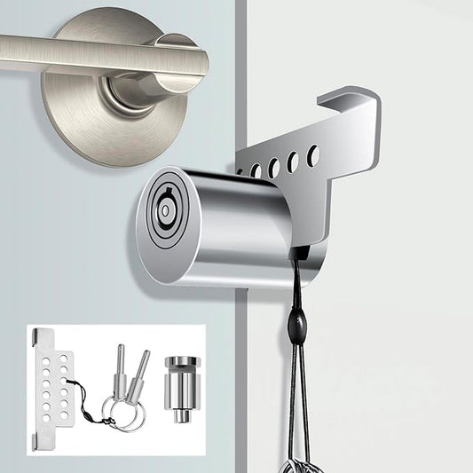 MOSECYOU Portable Keyed Door Lock for Home/Travel Security, Child Safety Protection Extra Lock, Temporary No Drill Lockout...