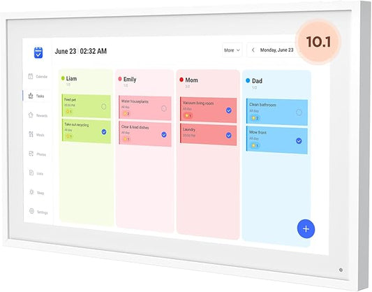 10.1 Inch Smart Digital Calendar, Electronic Desk Calendar, 1920 * 1080 IPS Full HD Touch Screen Display for Family Meal P...