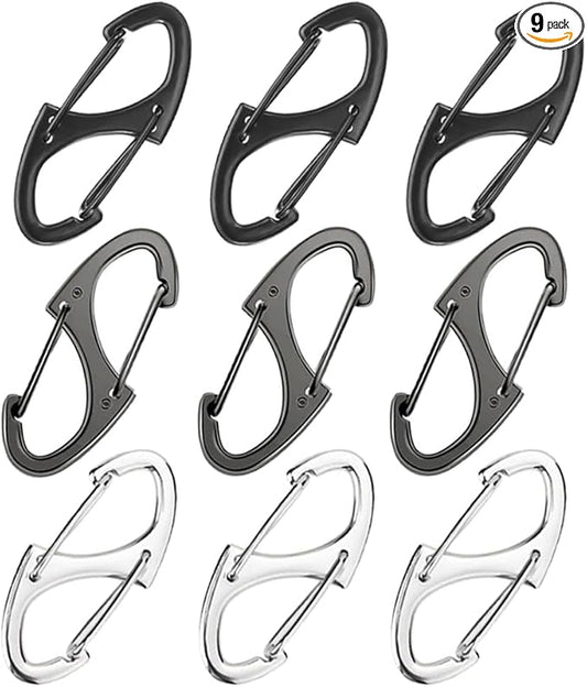 9Pcs Zipper Clip Theft Deterrent, Double Opening Lock Zipper Pull Replacement Clips, Small Carabiner Clips for Bag Luggage...