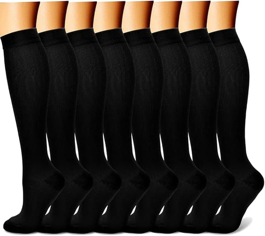 CHARMKING Compression Socks for Women & Men Circulation (8 Pairs) 15-20 mmHg is Best Support for Athletic Running,Cycling