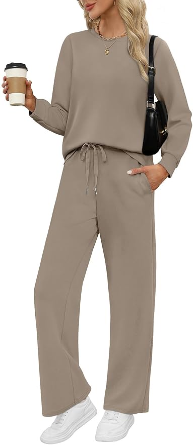 WIHOLL Lounge Sets for Women 2 Piece Travel Vacation Outfits Fall Sweatsuit Tracksuit