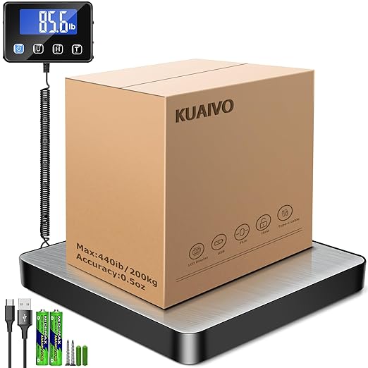 KUAIVO Shipping Scale, 440 lbs/0.35oz High Accurate Digital Postal Scale with Hold/Tare Function, Shipping Scale for Small...