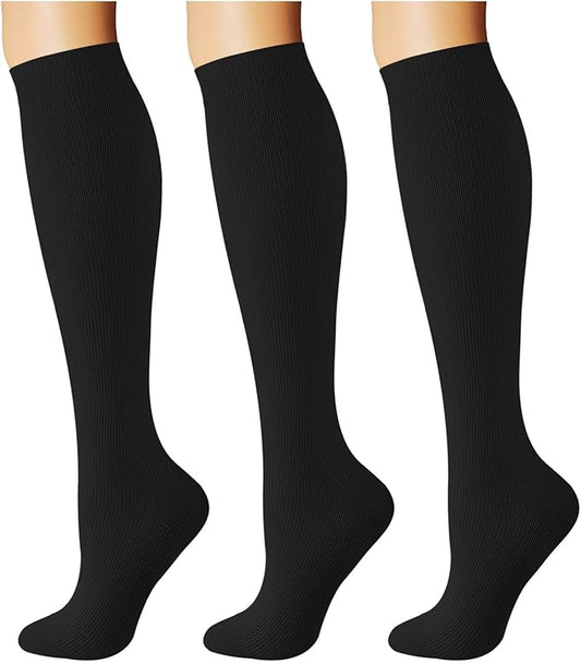 Breslatte Compression Socks for Women Men 15-20 mmHg Circulation Knee High Athletic Support Socks Running Travel Nurse