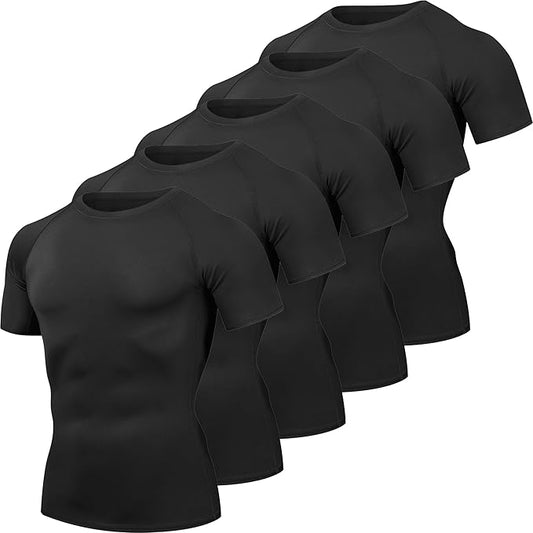 HovSiyla Men's Compression Shirts Cool Dry Short Sleeve Baselayer Athletic Workout T Shirts