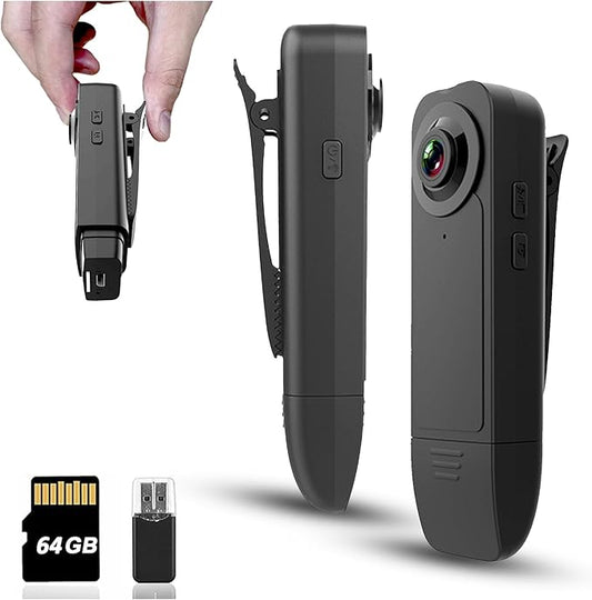 Mini Body Camera with Audio & Video Recording - Small POV Cam 1080P with 64G Card - Wearable Personal Portable Cameras Rec...
