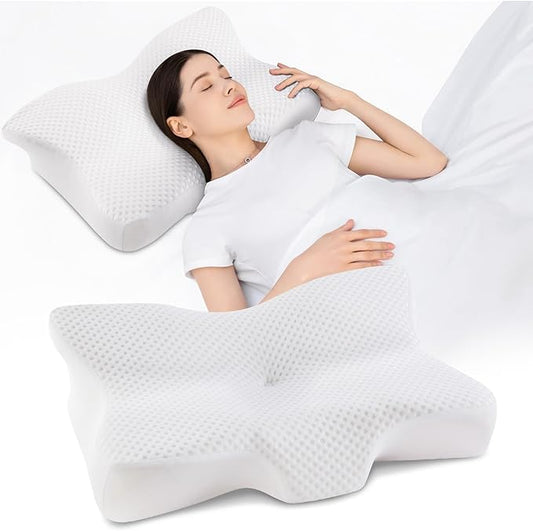 Cervical Neck Pillow, Ergonomic Memory Foam Cervical Pillows, Contour Side Sleeper Pillows for Adults, Orthopedic Neck Sup...
