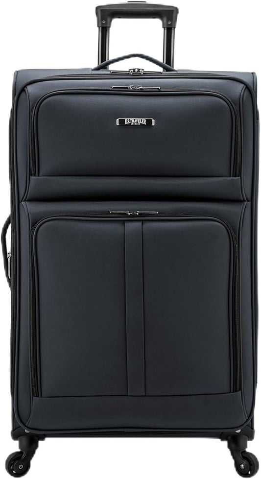 U.S. Traveler Anzio Softside Expandable Luggage with Spinner Wheels, Dark Grey, 30-Inch Large