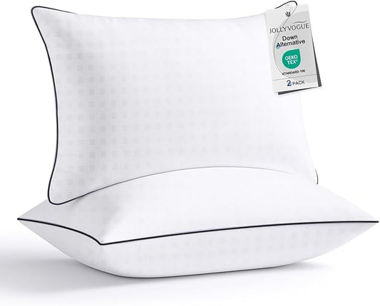 JOLLYVOGUE Pillows Queen Size Set of 2, Hotel Collection Bed Pillows for Side, Back, and Stomach Sleepers, Fluffy and Supp...