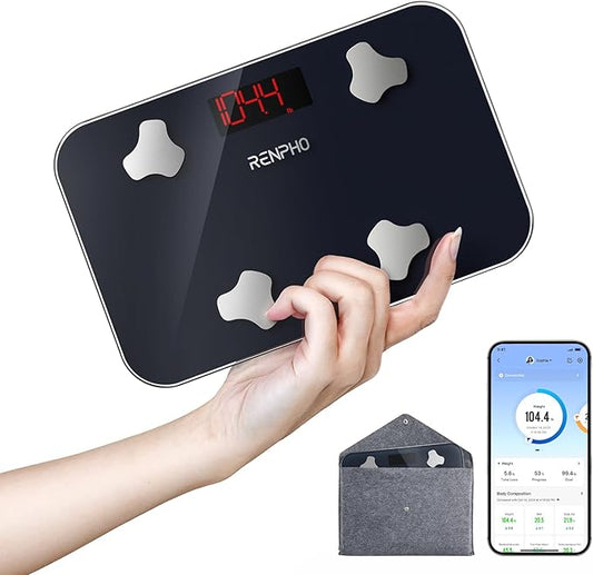 RENPHO Travel Scale for Body Weight, Mini Bathroom Scale for Body Fat, Portable Weight Scale for Traveling with Storage Ca...