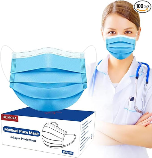 100 Pack Disposable Face Masks ASTM Level 2, Medical Grade 3 Ply Protection Face Mask for Adults - Comfortable,Soft, Breat...
