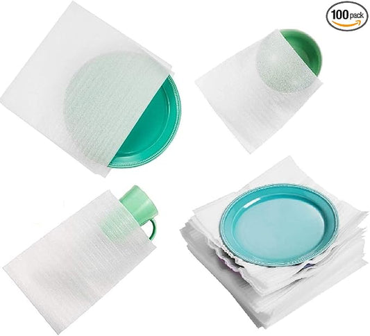 100 Cushion Foam Pouches & Sheets, Moving Foam Wrap Pouches, Protect mug, Cup, Glasses, China, and Dishes, Packing supplie...