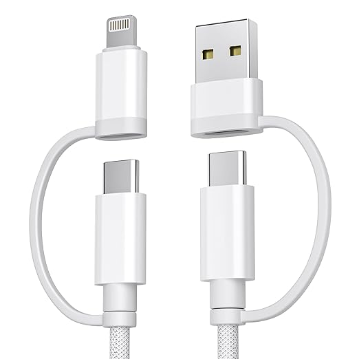 Basesailor for iPhone 17 USB C to USB C Cable 10ft,4 in 1 60W Fast Charging Multi Charger Cord with USBA/Lightning Adapter...