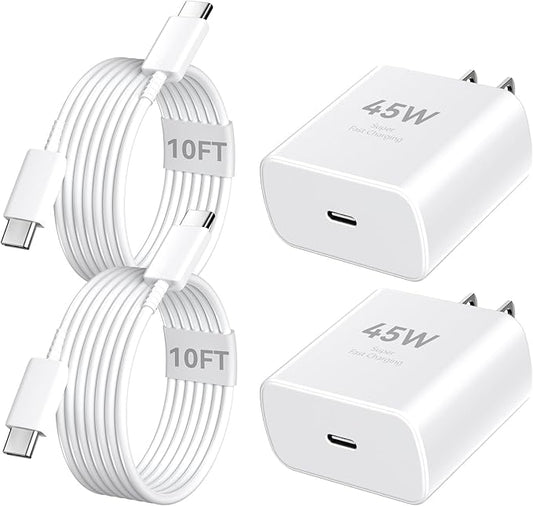 iPhone 17 16 15 Pro Max Charger Fast Charging, 45W USB C iPhone Charger Fast Charging Cable 10FT Long Type C Chargers Bloc...