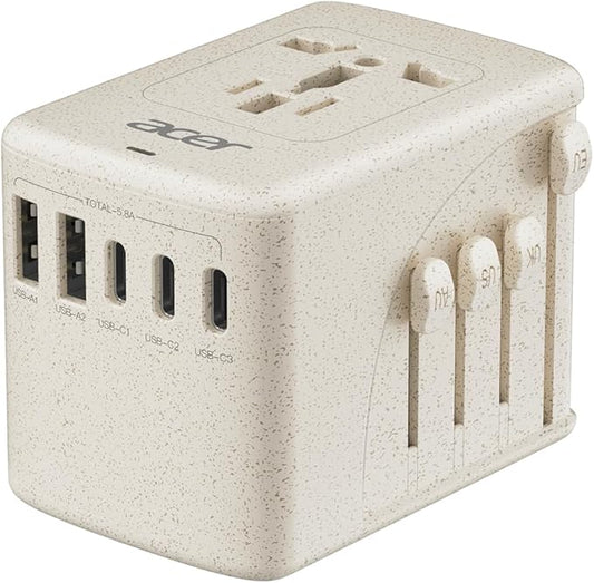 Acer Universal Travel Plug Adapter - International Power Adapter with 5 USB Ports (3 USB C) 5.8A, Worldwide Outlet Charger...