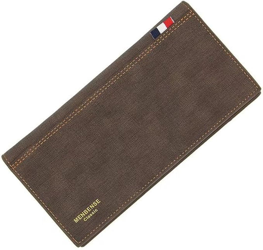 Men’s Long Bifold Wallet – PU Leather Slim Clutch Wallet with Zipper Coin Pocket, Multiple Card Slots & Cash Compartment (...