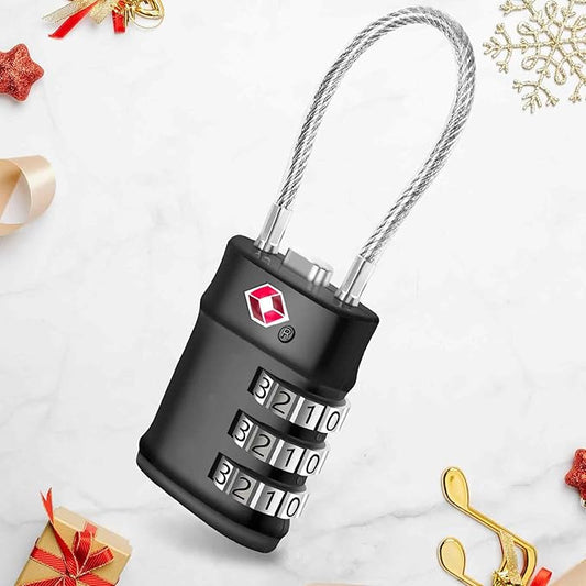 TSA Approved Luggage Locks, Combination Travel Cable Lock Heavy Duty, Metal Alloy Waterproof Resettable 3-Digit Padlocks, ...