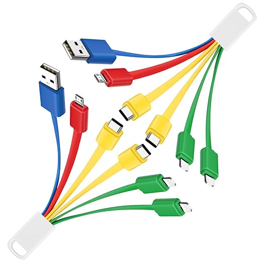 Herfair Multi Charging Cable (2-Pack) 6 in 1 Charger Cord for Multiple Devices Universal Charging Wire Lead with iPhone Ty...