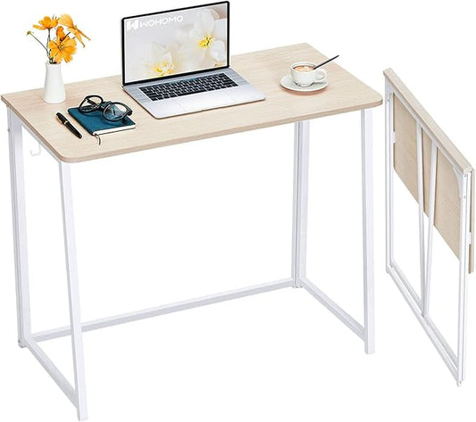 WOHOMO Folding Desk, Small Foldable Desk 31.5" for Small Spaces, Space Saving Computer Table Writing Workstation for Home ...