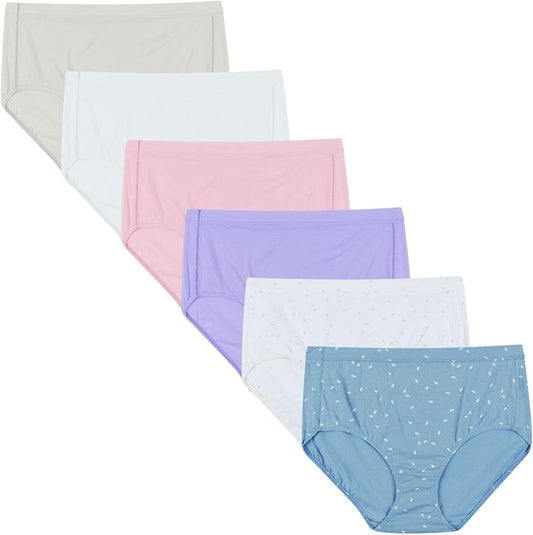 Hanes Women's Underwear Briefs Pack, 6-Pack, Pure Comfort Organic Cotton Brief Panties for Women, Full Coverage