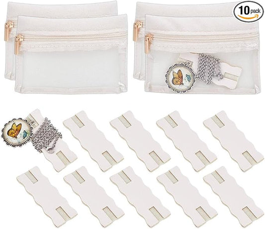 OLYCRAFT 10Pcs Linen Portable Tangle-Free Jewelry Organizer with 4Pcs Bags Tangle-Free Necklaces Organizer Necklace Card H...