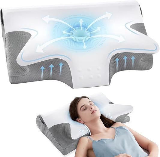 Effective Pain Relief Cervical Neck Pillow for Sleeping, Memory Foam Pillows for Neck Support, Odorless Contour Side Pillo...