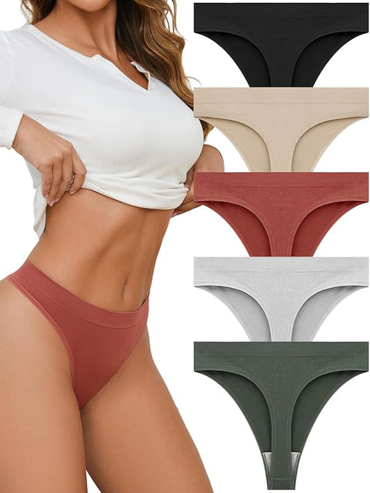 linccure Breathable Seamless Thongs: Comfortable Women's Underwear 5-Pack