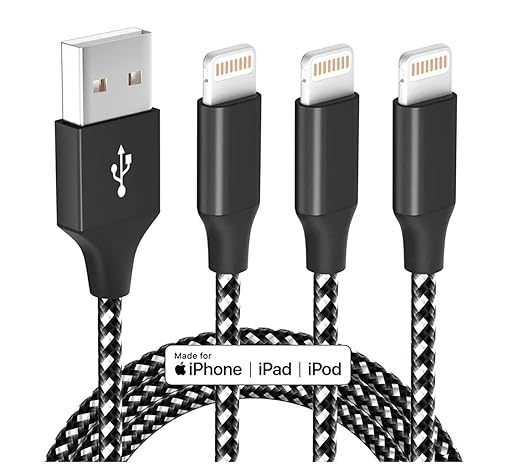 iPhone Charger Fast Charging Cord 3 Pack 10 FT Apple MFi Certified Lightning Cable Nylon Braided iPhone Charger Cord Compa...