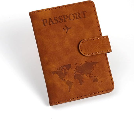 PU Magnetic Buckle Multifunctional Passport Holder Wallet, SIM Card Storage, Leather Cover Map Exit Card Bag, Storage Bag...