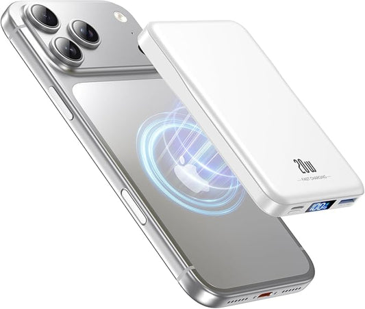 Magnetic Portable Charger, 10000mAh for Magsafe Battery Pack, 20W Fast Charging Power Bank, Travel Essential of Wireless C...