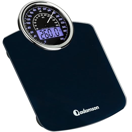 Adamson Hybrid 2-in-1 Analog & Digital Weighing Scale for Body Weight up to 400lbs - Thick Tempered Glass - Extra Large Di...