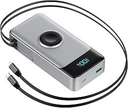 5-in-1 Portable Charger for iPhone,40800mAh Power Bank Built-in Retractable Cable and iWatch Charger,25W PD QC4.0 Fast Cha...